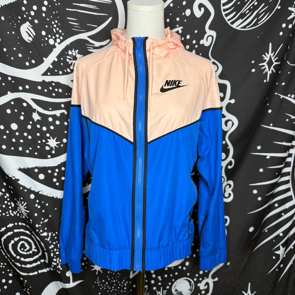 Nike Blue and Light Pink Colorblock Windbreaker Jacket